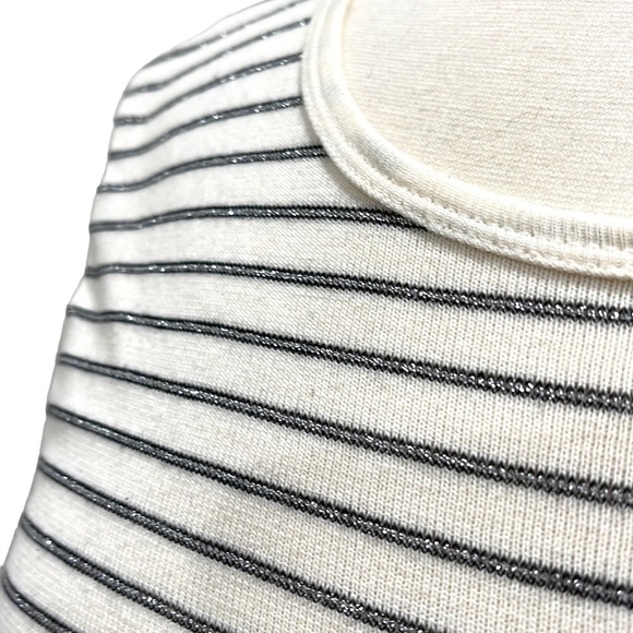 Current Elliott The Quince Dress Metallic Stripe Midi T Shirt Dress SZ L 3 - Picture 7 of 8